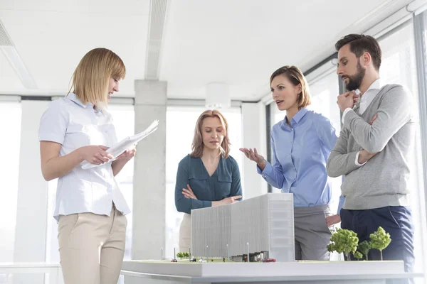 Business Colleagues Discussing Project Desk Office — Stock Photo, Image