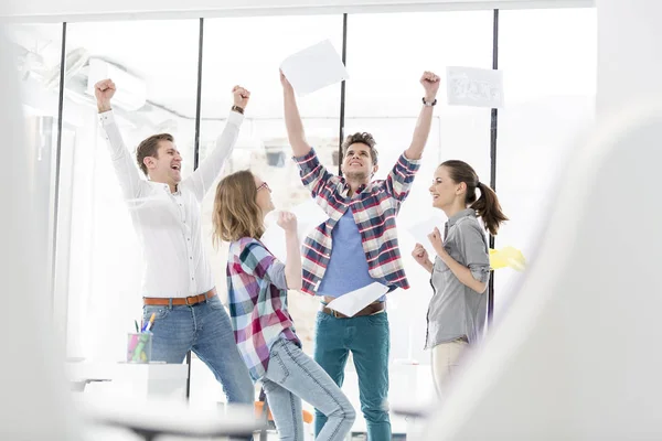Successful Business Colleagues Cheering Office — Stock Photo, Image