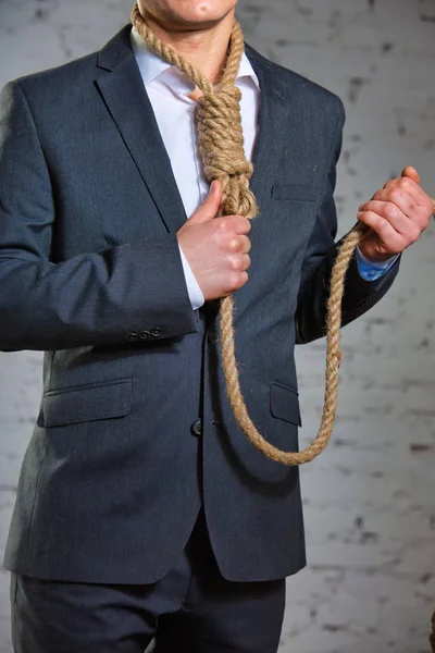 Portrait Mature Businessman Noose Office — Stock Photo, Image