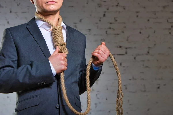 Mature Businessman Noose Office — Stock Photo, Image