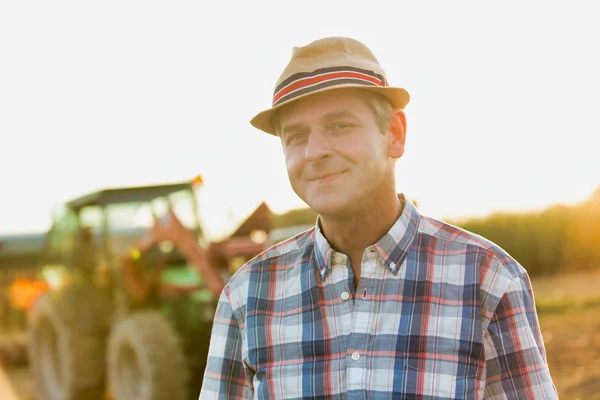 Handsome Farmer Standing Farm — Stock Photo, Image