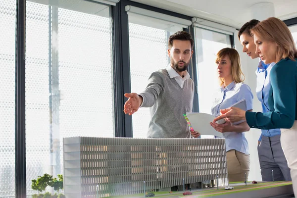 Group Architects Students Customers Inspecting New Housing Development Building — Stock Photo, Image