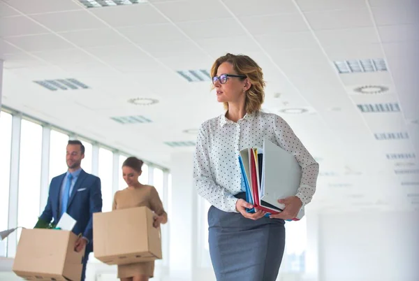 Business Team Unpacking Moving New Office — Stock Photo, Image