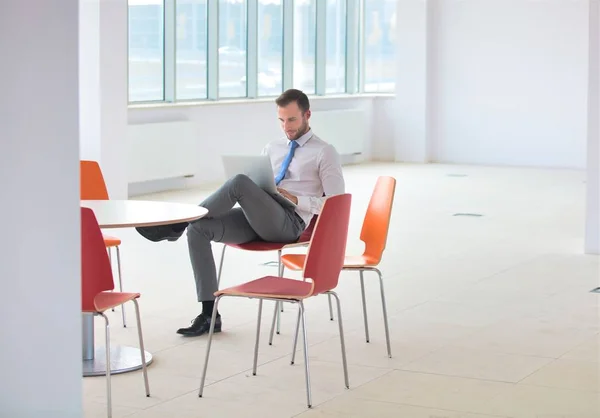 Businessman Using Laptop New Office — Stock Photo, Image