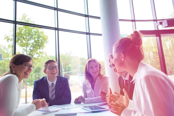 Business Colleagues Planning Strategy While Sitting Chairs Meeting — Stock Photo, Image