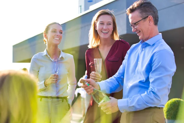 Geschäftsleute Genießen Erfolgreiches Sommerfest — Stockfoto