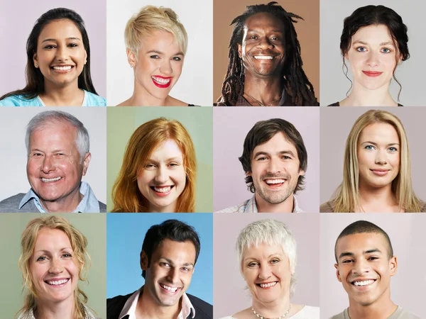 Group Headshots Arranged Grid — Stock Photo, Image