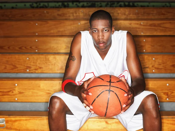 Basketball Player Holding Ball Portrait — Stock Photo, Image