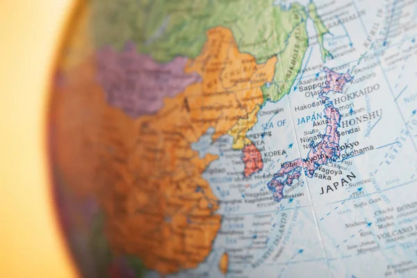 Zbliżenie Globu Politycznego Japonii — Zdjęcie stockowe