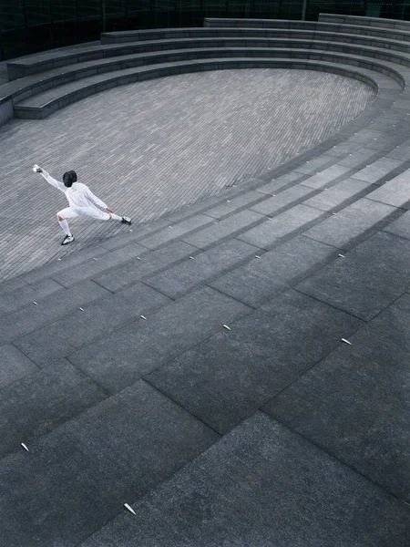 Fencer Practising Scoop Amphitheatre London England Elevated View — Stock Photo, Image