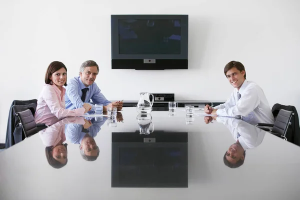 Three Business Colleagues Conference Room Portrait — Stock Photo, Image