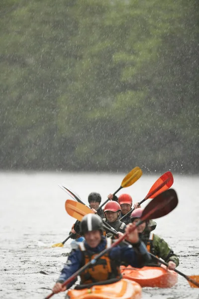 Group Kayaking River — Stock Photo, Image