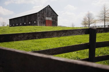 Arkaplanda çit olan bir ahır