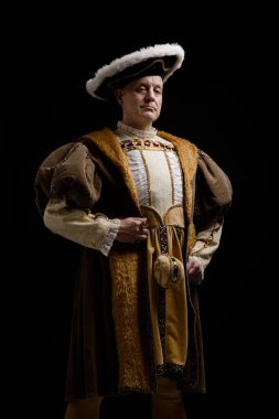 Portrait of King Henry VIII in historical costume clipart