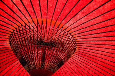 Japon Tokyo geleneksel kırmızı şemsiyesi