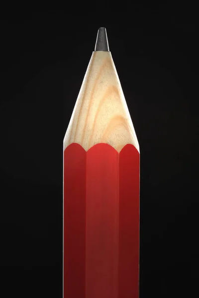 Close Sharpen Red Pencil Black Background — Stock Photo, Image