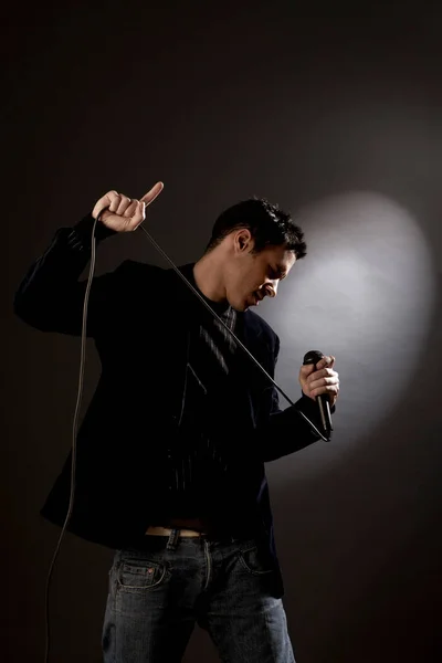 Young Man Singing Studio — Stock Photo, Image