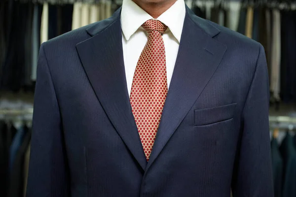 Business Man Standing Tailor Shop Mid Section Close — Stock Photo, Image