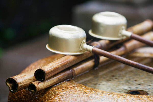 Japan Nara Kofuku-ji Temple Row of ladles close-up