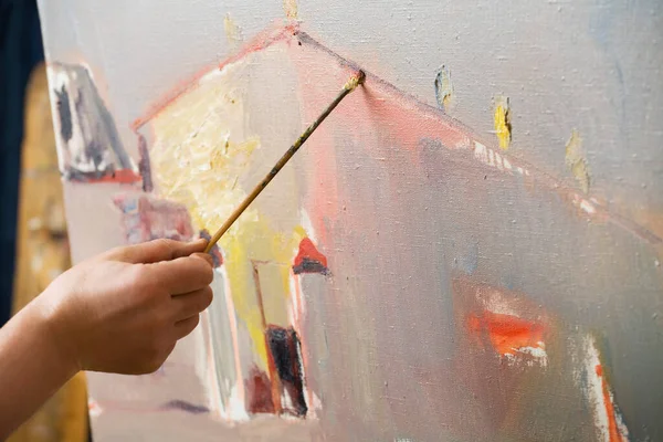 Retrato Pintor Estúdio — Fotografia de Stock