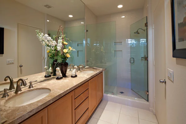 Moderní Koupelna Luxusní Vile — Stock fotografie