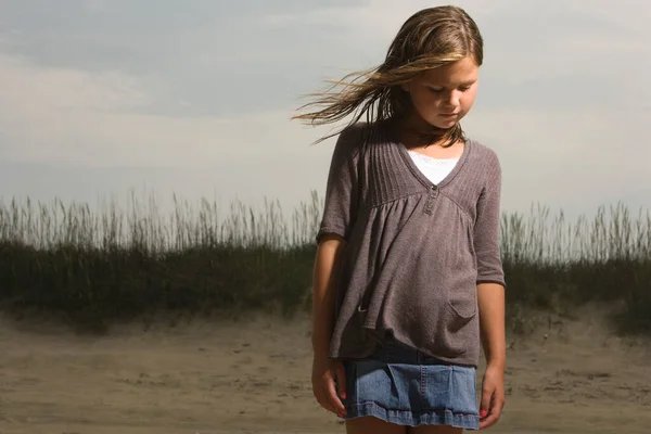 Portrait Girl Sand Dune — Stock Photo, Image