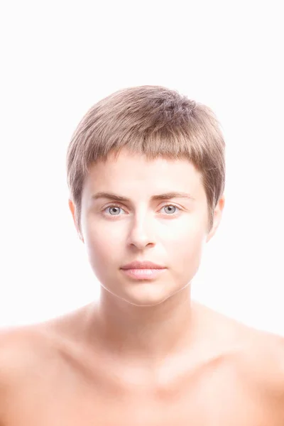 Porträt Einer Jungen Frau Hintergrund Nahaufnahme — Stockfoto