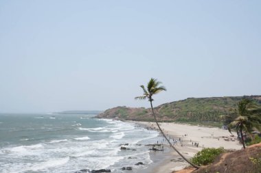 Yüksek açılı Vagator Sahili, Goa, Hindistan