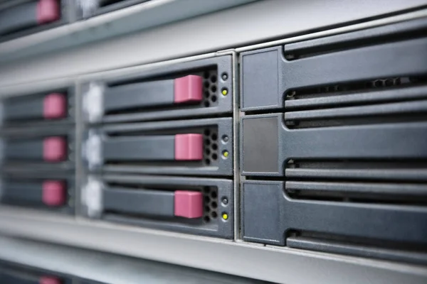 Närbild Datornätverk Serverrummet — Stockfoto