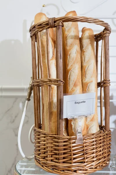 Fresh Baguettes Basket — Stock Photo, Image