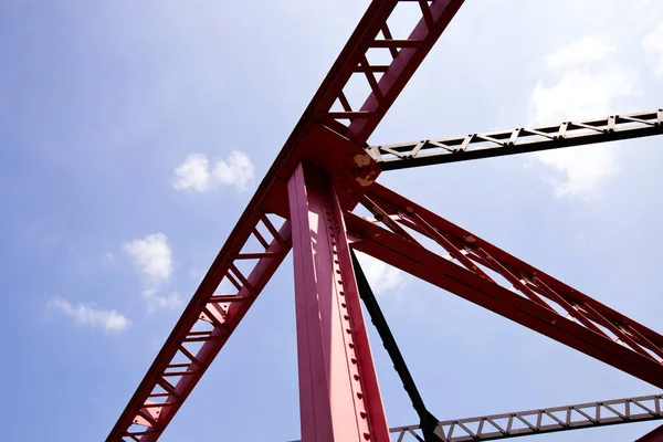 Close Guindaste Construção Vermelho — Fotografia de Stock