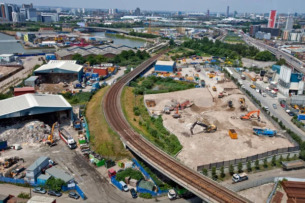 Arial View Industriell Konstruktion Och Återvinningsanläggning — Stockfoto