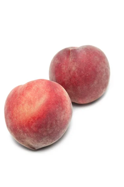 Two Peaches White Background — Stock Photo, Image