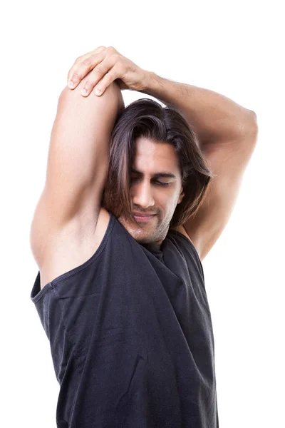 Portrait Masculine Guy Stretching His Arms — Stock Photo, Image