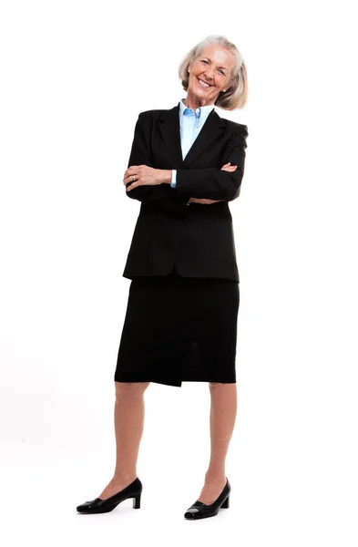 Portrait Senior Businesswoman Standing Suit — Stock Photo, Image