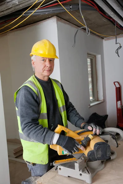 Portrait Travailleur Âge Moyen Sur Chantier — Photo