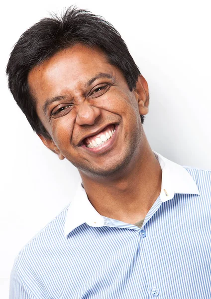 Portrait Happy Young Indian Man White Background — Stock Photo, Image