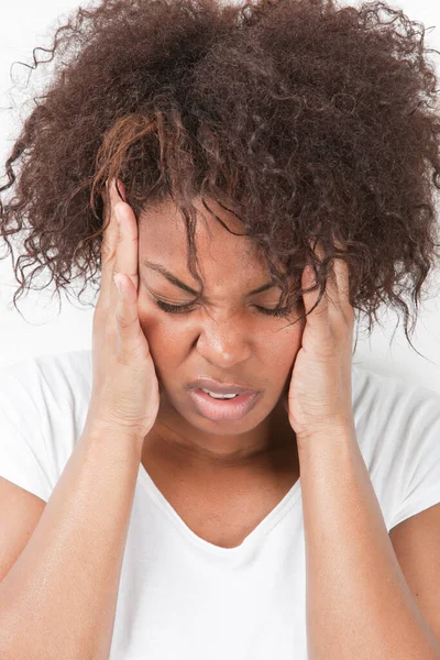 African American Young Woman Suffering Headache — Stock Photo, Image