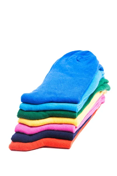 Colorful Pile Folded Socks White Background — Stock Photo, Image