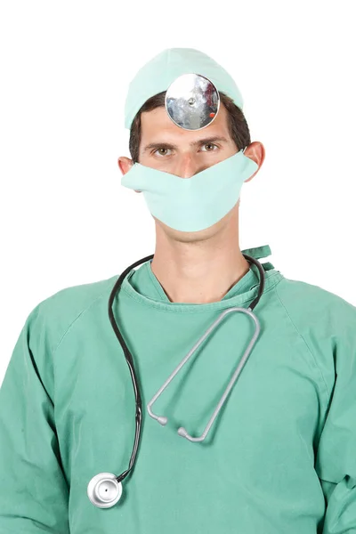 穿着制服的年轻貌美外科医生的画像 — 图库照片