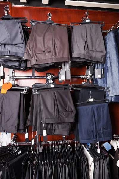 Variety Formal Pants Hanging Hanger Store — Stock Photo, Image