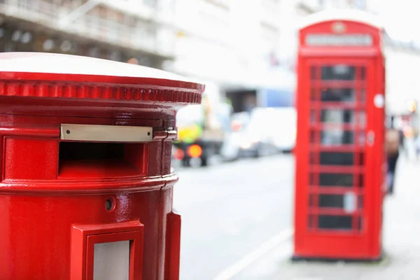 Vörös Telefonfülke Postaláda — Stock Fotó