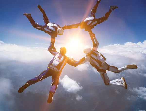 Four Skydivers Formation — Stock Photo, Image