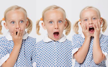 Sarışın küçük kızın şirin kolajı