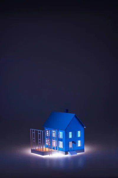 Modello Illuminato Casa Sfondo Primo Piano — Foto Stock