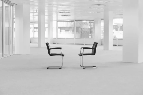 Black White Photo Two Chairs Empty Office — Stock Photo, Image