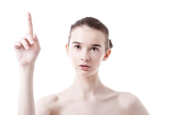髪に指を持つ白人女性 — ストック写真