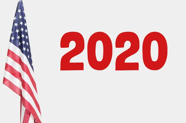 Bandeira Americana Com 2020 Escrita Vermelho — Fotografia de Stock