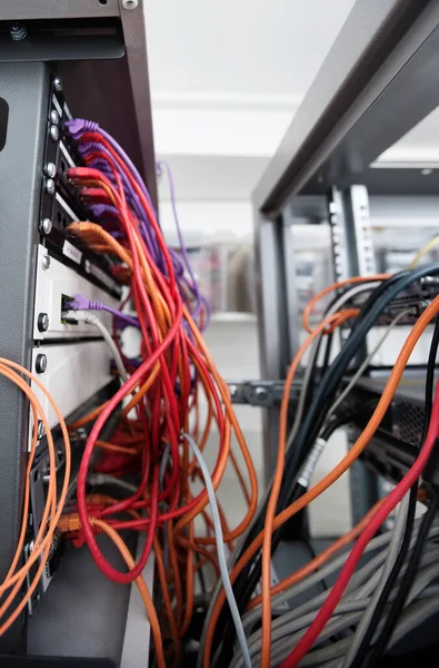 Cables Desordenados Centro Datos Del Ordenador — Foto de Stock