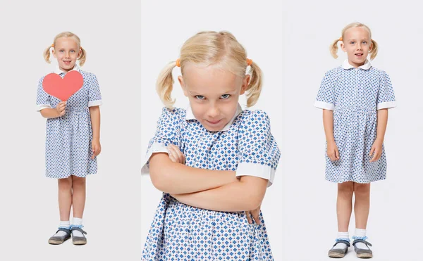 Cute Collage Young Blonde Little Girl — Stock Photo, Image